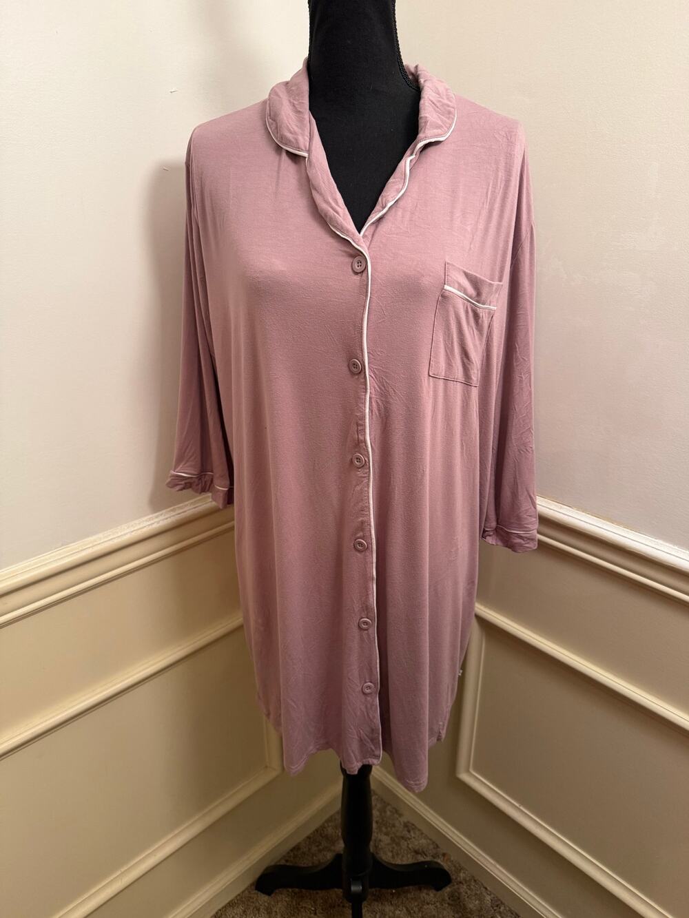 Caden Lane Bamboo Button-Up Sleep Dress Labor Delivery Nightgown Dusty Rose